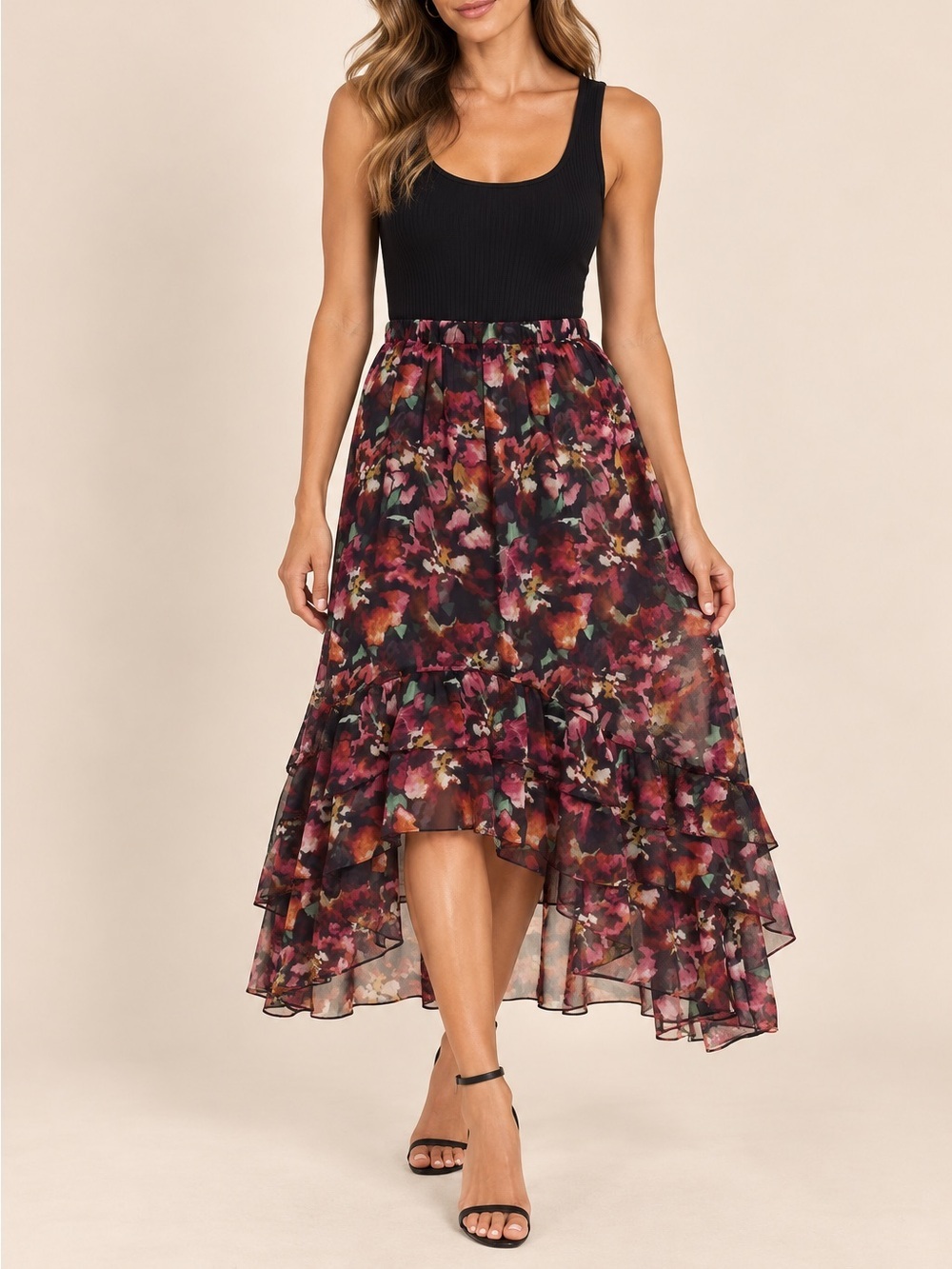 Misa Los Angeles Maxi Floral Tiered Skirt